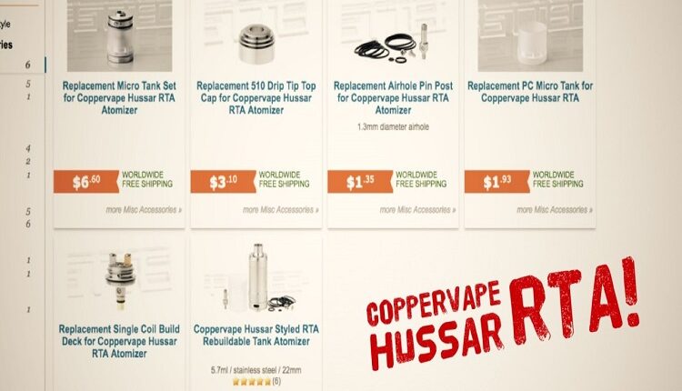 Coppervape Hussar RTA Clone – Single Coil Deck, Torpedo Cap, Micro Tank, MTL Kit